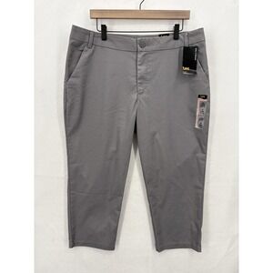 Lee Capri Pants Womens 16 Medium Gray Wrinkle Free Mid Rise Stretch Casual NWT